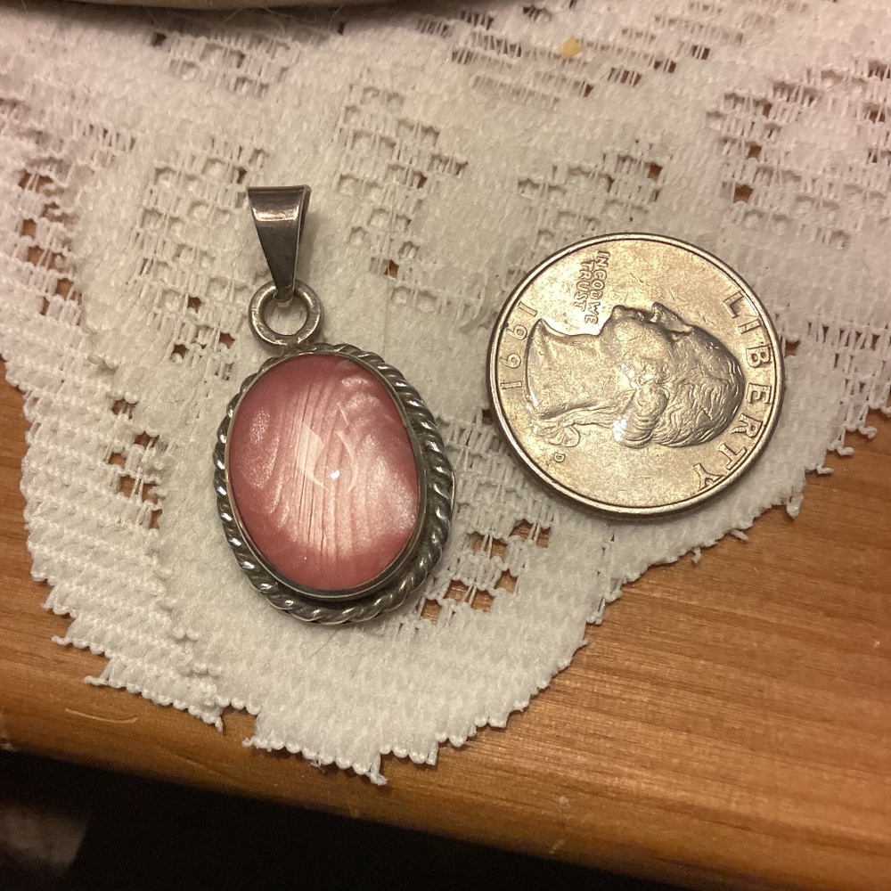 925 Silver Pink Shimmer Stone Pendant